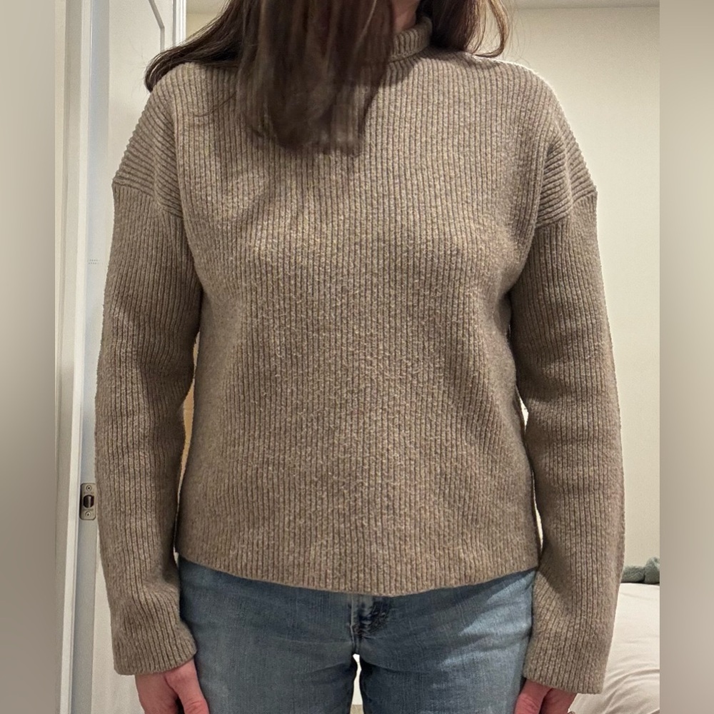 Abercrombie Brown Ribbed Turtleneck Sweater Fitted Cozy XS